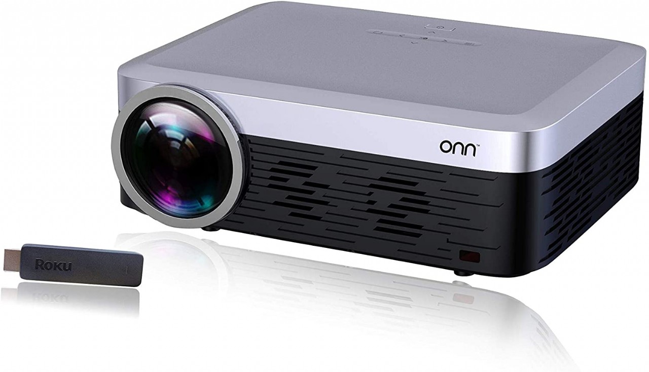 ONN ONA19AV901 Full HD 1080p Native 920X1080 Portable Projector (Includes Roku Streaming Stick)