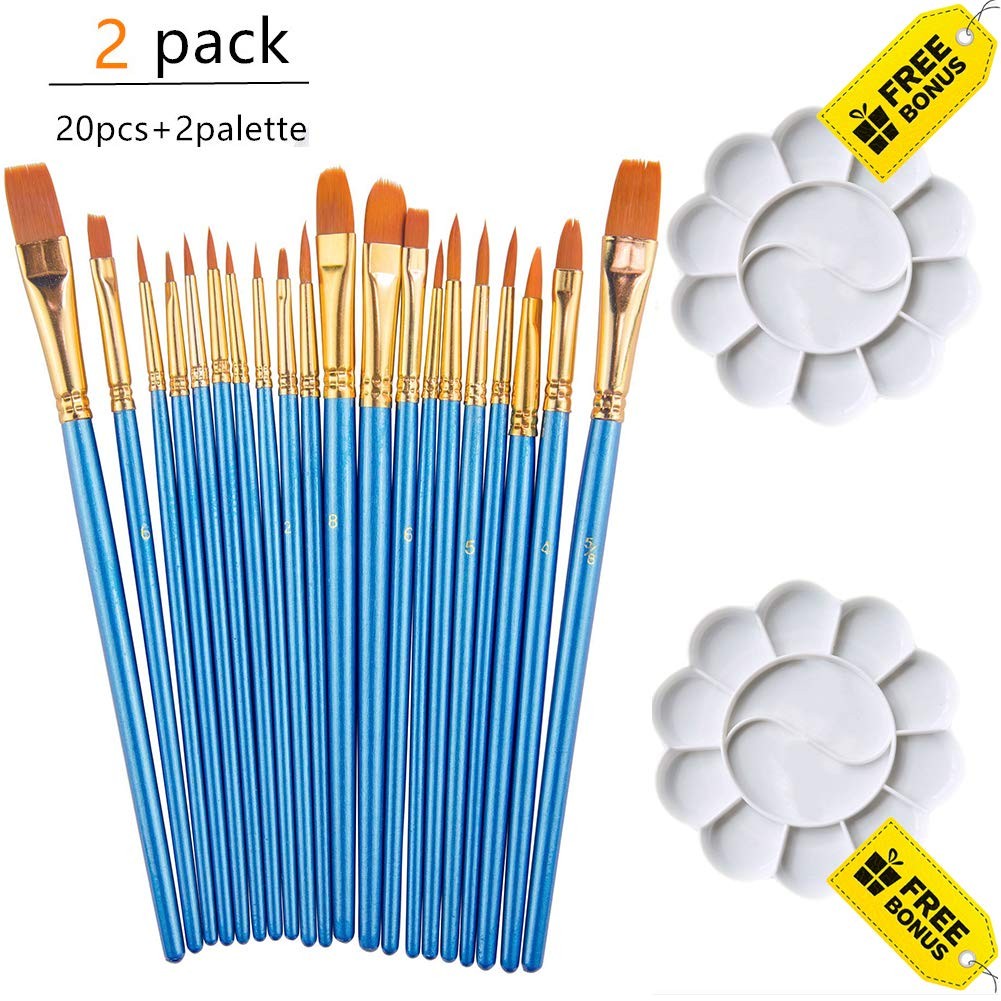 Paint Brushes Set, Round Pointed Tips Painting Brush Artist Professional Nylon Hair Paintbrushes wit