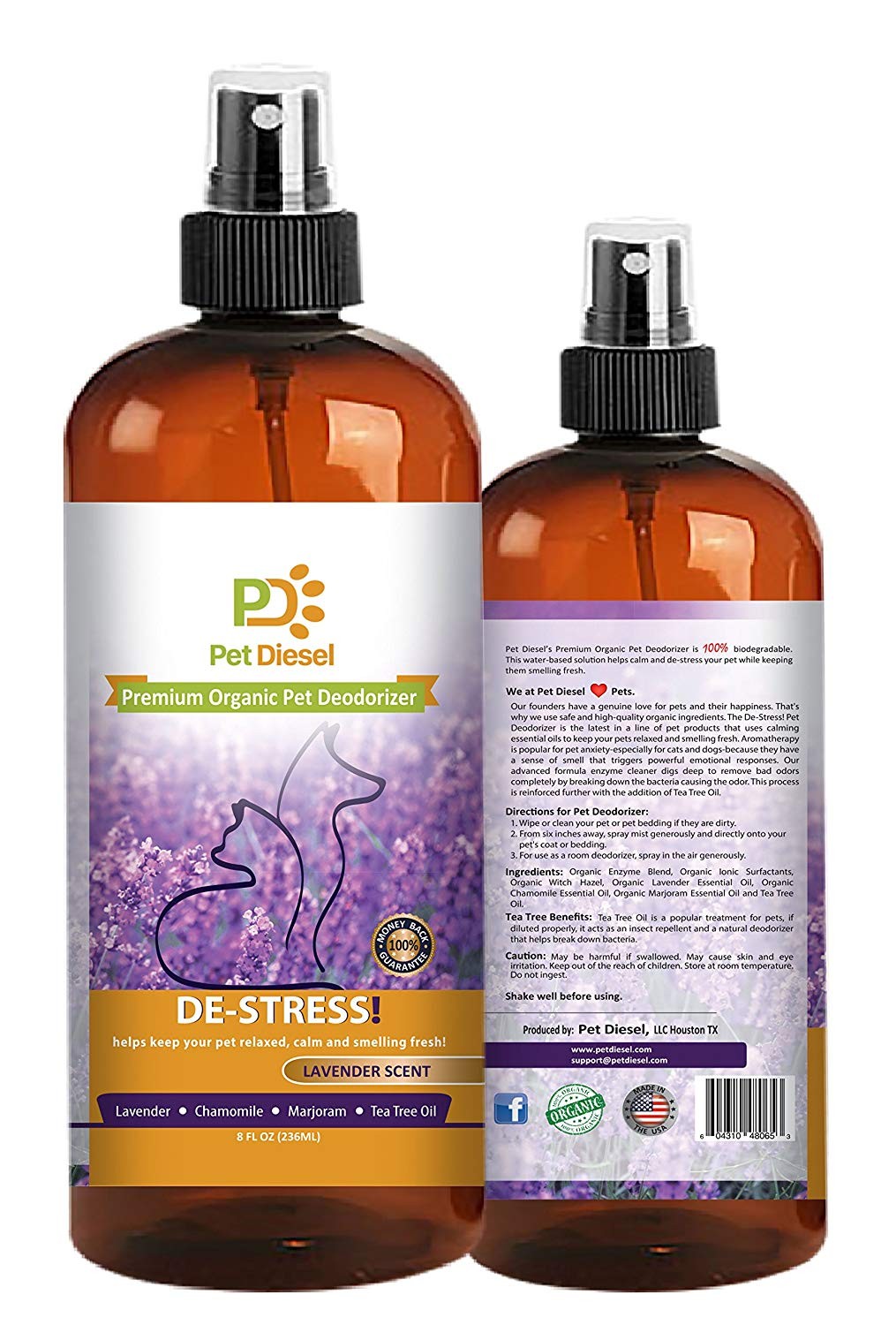 Premium Pet Deodorizer Cologne Perfume Organic Deodorant with Enzyme, Lavender Majoram Chamomile