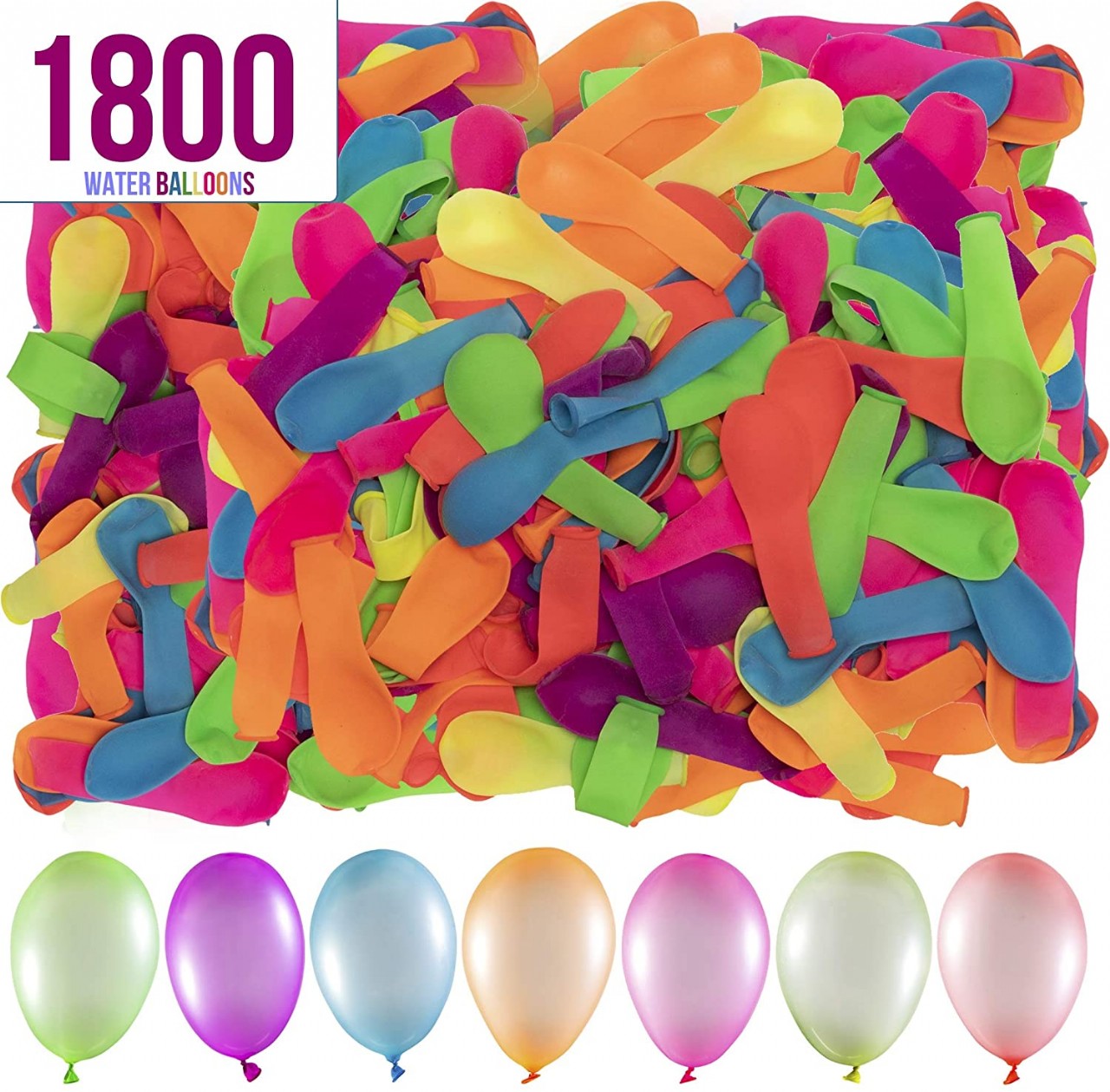 Prextex 1800 Water Balloons Bulk Balloons Pack for Water Sports Fun, Splash Fights for Pools and Out