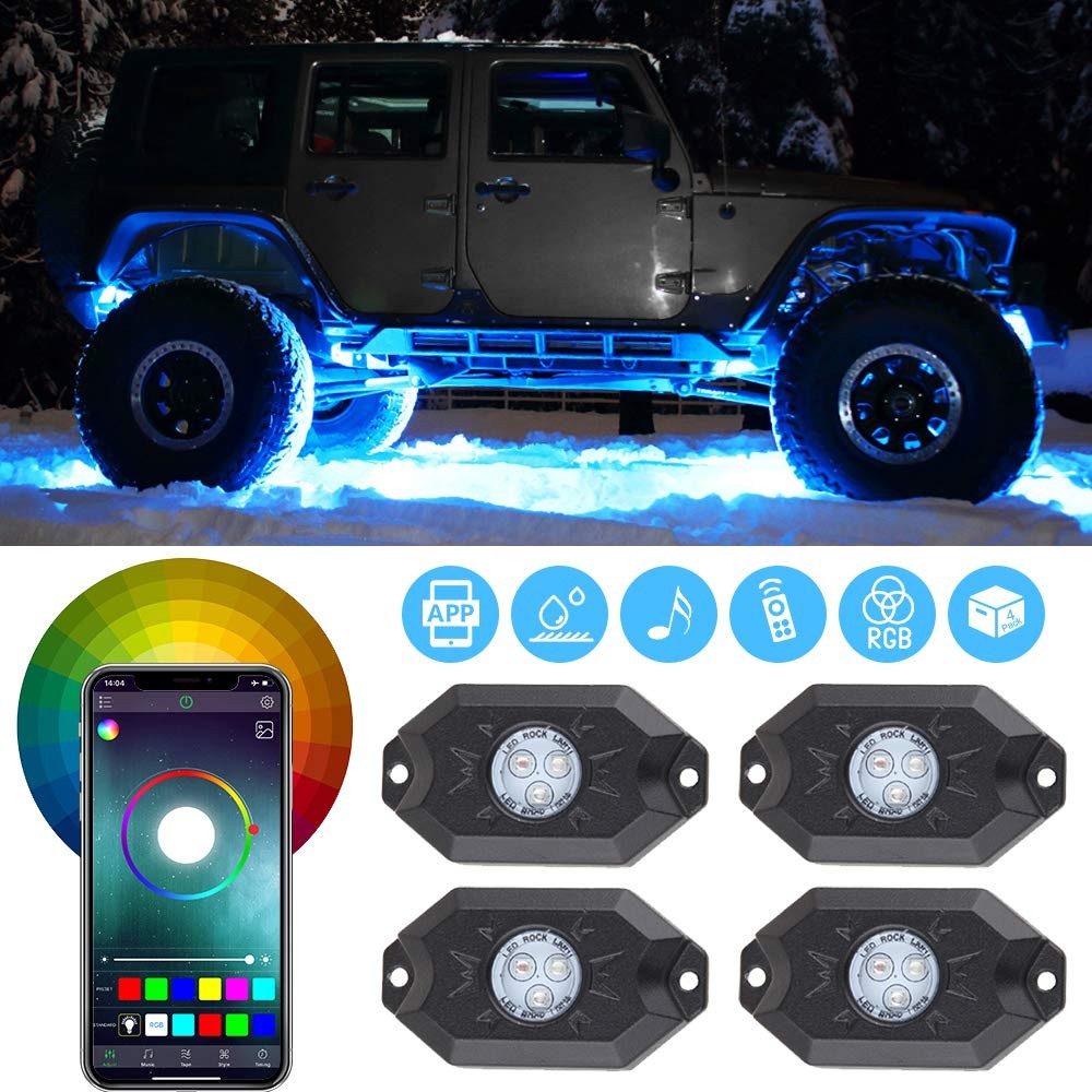 6 Pods LED Rock Lights, Ampper Waterproof LED Neon Underglow Light for