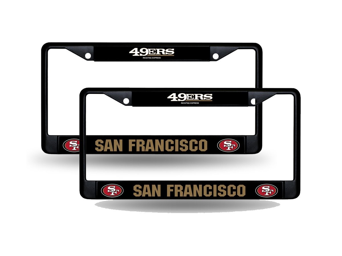 Rico San Francisco 49ers NFL Black Metal (2) License Plate Frame Set