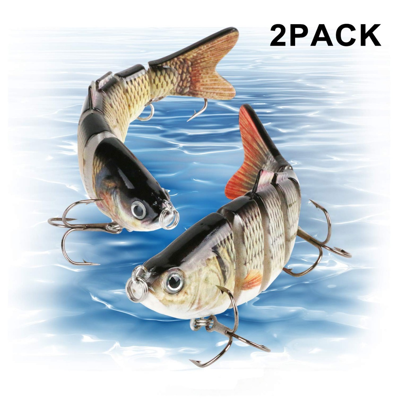 Scotamalone Fishing Lures Bass Lures, Pack of 2, 6 Segment, Tackle 6# High Carbon Steel Anchor Hook,
