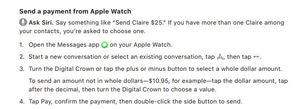 Send a payment from Apple Watch