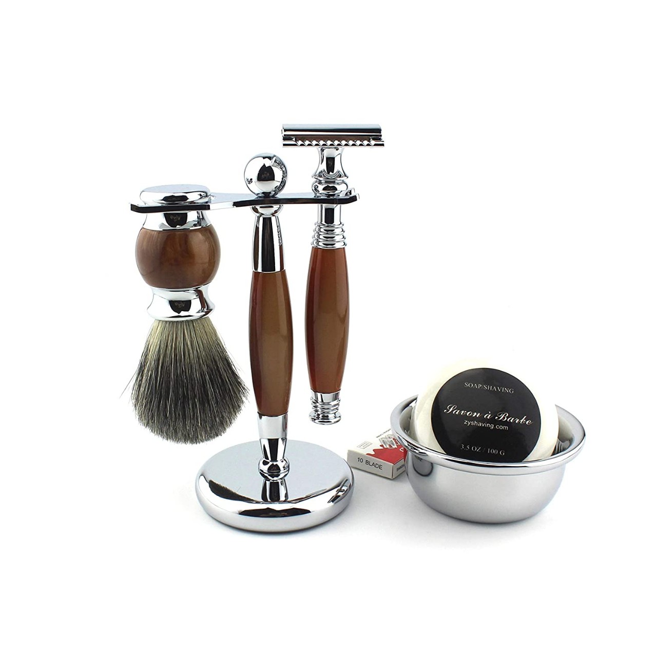 Shaving Kit for Men Wet Shave Safety Razor with 10 blades, Shaving