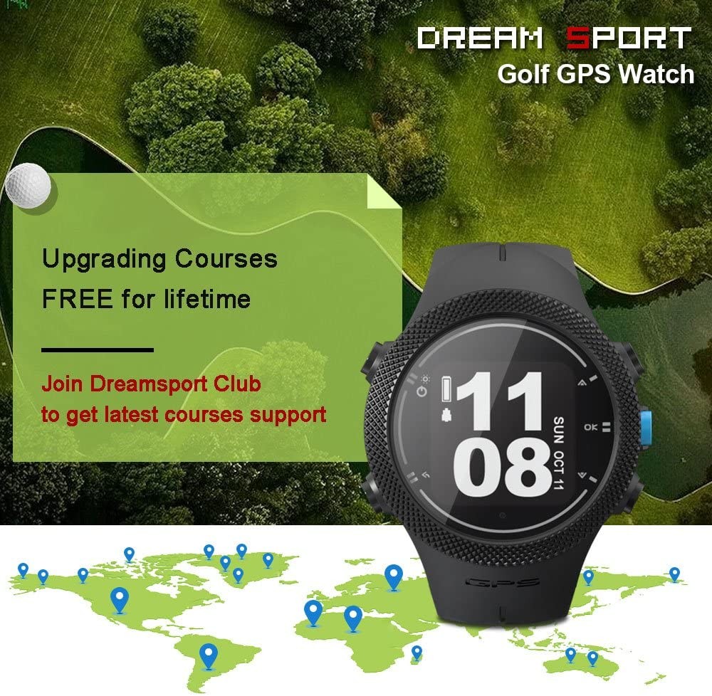 SKARLIE Golf GPS Watch Devices Golf Course Preloaded Rangefinder Score Layout/Hazard/Hole/Sunset