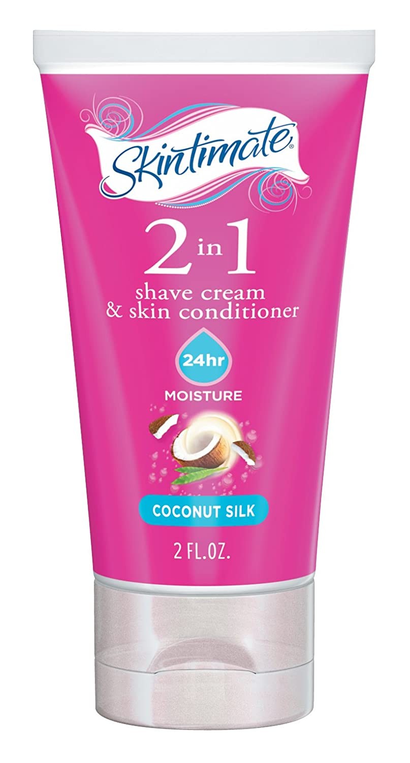 Skintimate 2-In-1 Moisturizing Shave Cream for Women with Skin Conditioner, Coconut Silk, 2 oz, 12Co