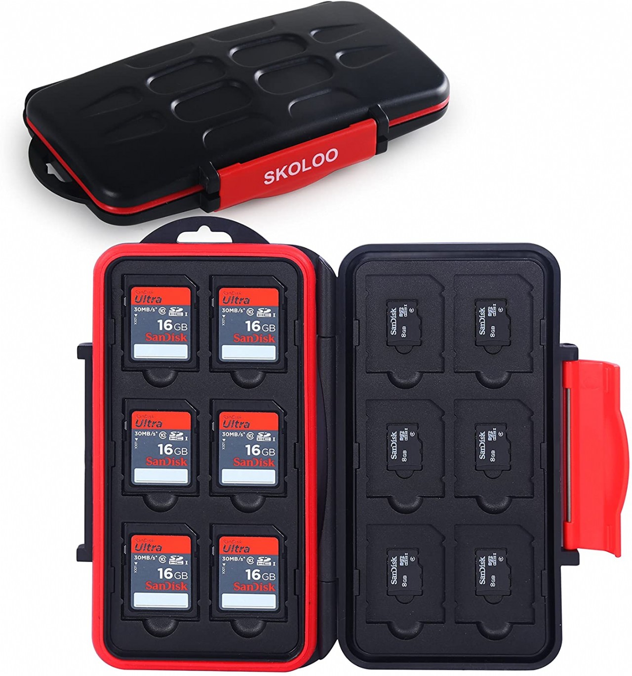 Skoloo SD Card Case, Waterproof Memory Card Holder, 12 SD Card Cases Storage + 12 Micro SD Card Hold