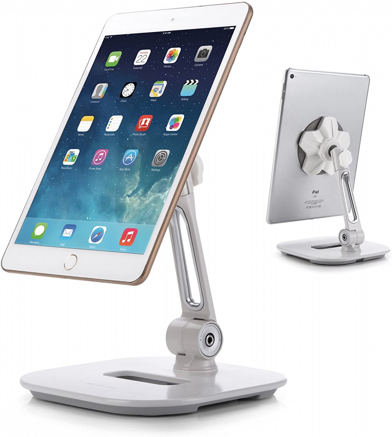Sleek Magnetic Tablet Stand, Aluminum iPad Cell Phone Stand w/Extra Bonus Metal Disks, 360° Swivel