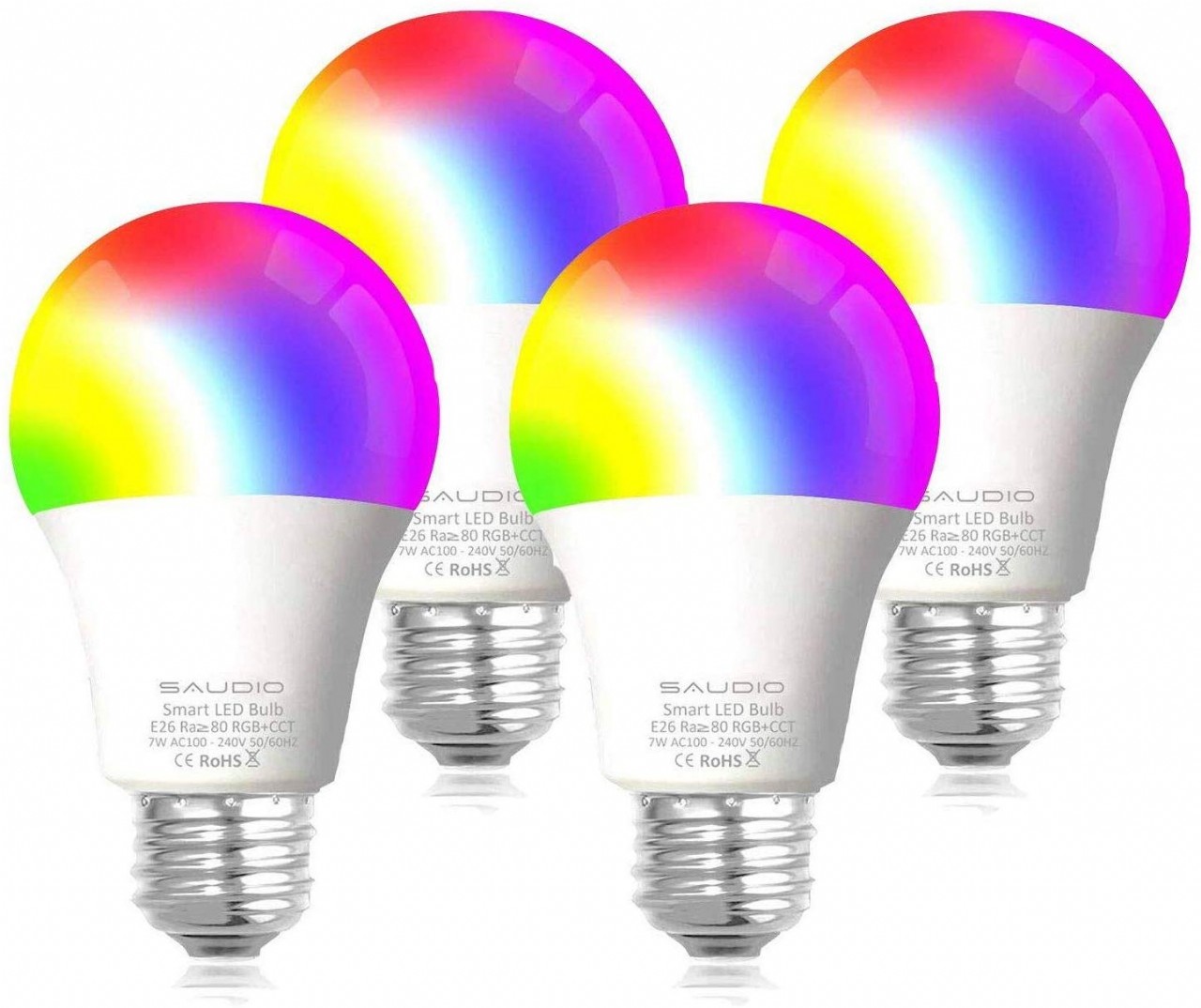 Smart WiFi Alexa Light Bulbs, SAUDIO LED RGB Color Changing Bulbs