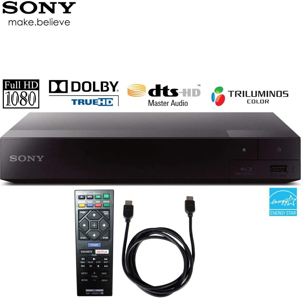 Sony BDP-S1700 - Reproductor de Blu-ray con cable HDMI de alta velocidad de 5.9 ft