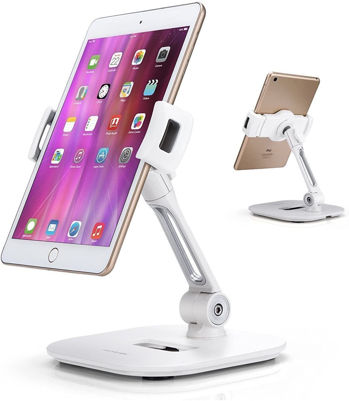 Stylish Aluminum Tablet Stand, Cell Phone Stand, Folding 360° Swivel iPad iPhone Desk Mount Holder