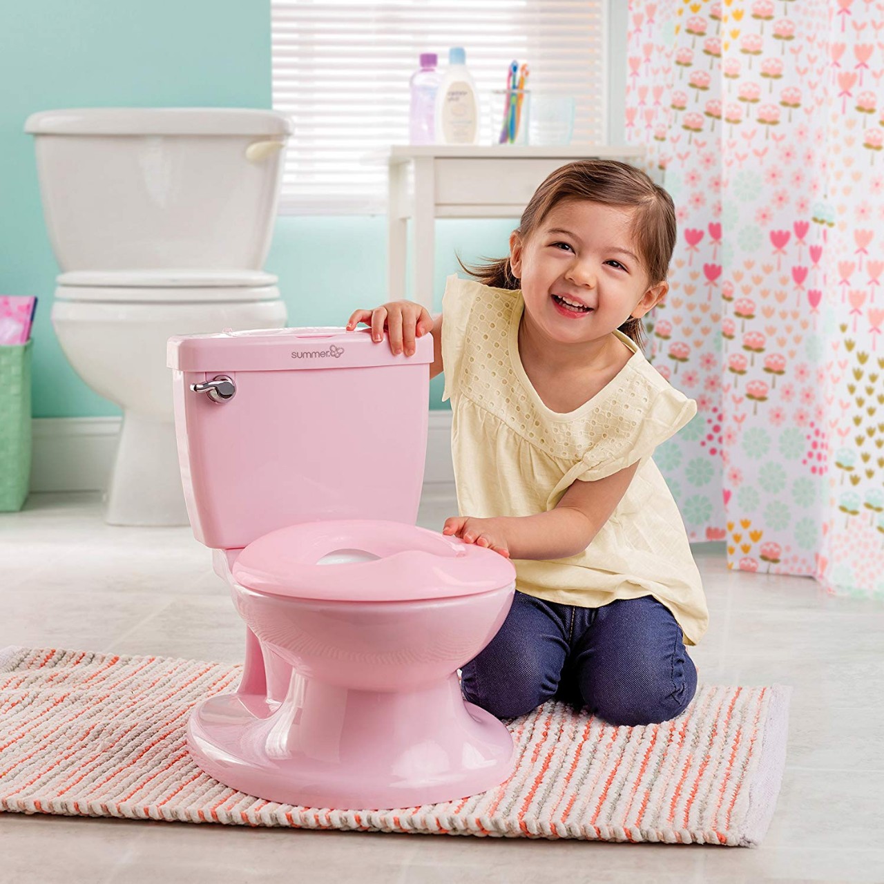 Summer Infant My Size Potty (Pink) - Training Toilet for Toddler Girls - with Flushing Sounds