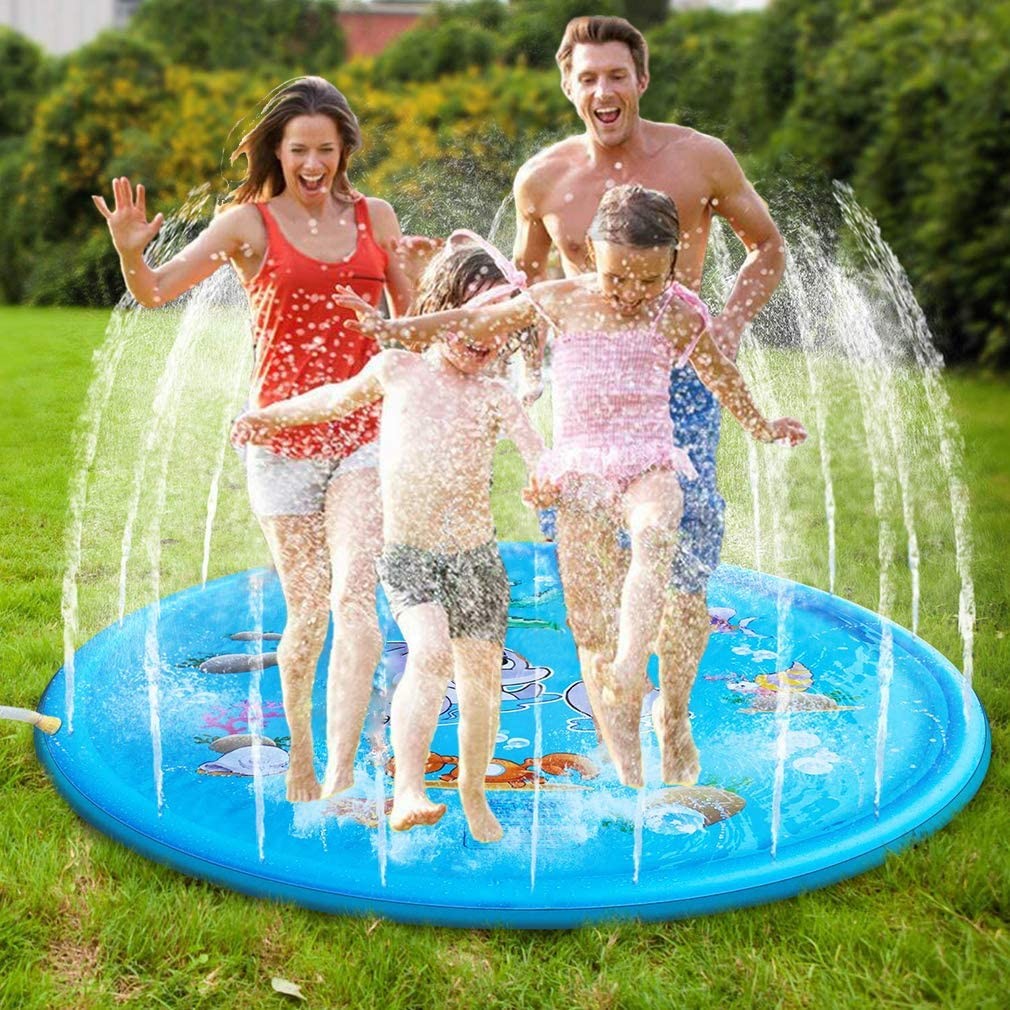 Syolee Splash Pad 68” Sprinkler Play Mat Inflatable Water Toys Outdoor Swimming Pool Toys for Babies