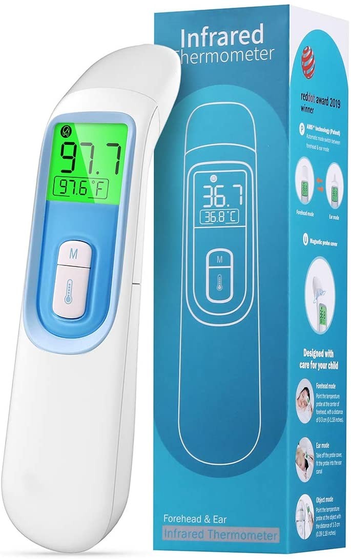 Thermometer for Adults, Forehead Thermometer for Fever Non Contact, Infrared Digital Ear Thermometer