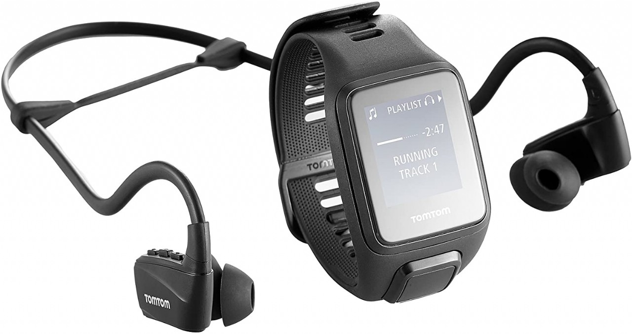 TomTom 1RKM.002.12 Spark 3 Music GPS Fitness Watch Headphone Bundle Black, Large