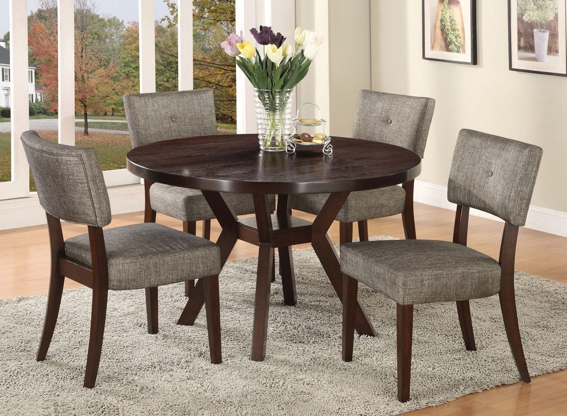 Top Dining Table Set Espresso Finish Drake Collection 4 Chairs
