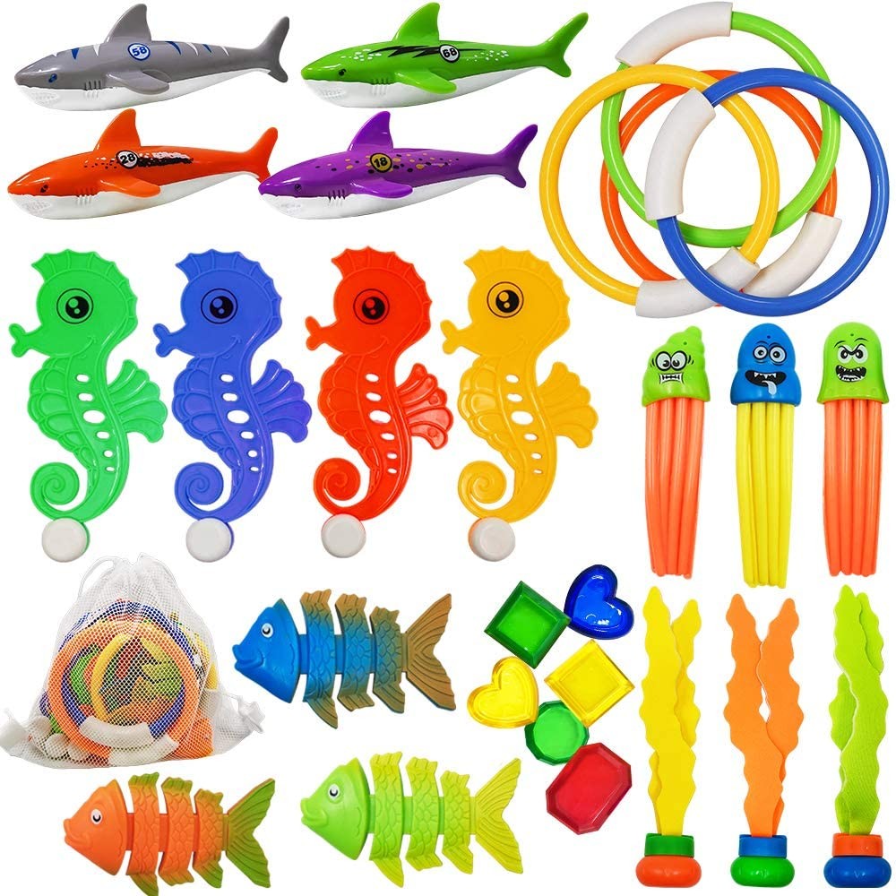 ToyerBee Diving Toys 27 PCS, Pool/Swimming Toys of Various Types,Summer Underwater Fun with Diving