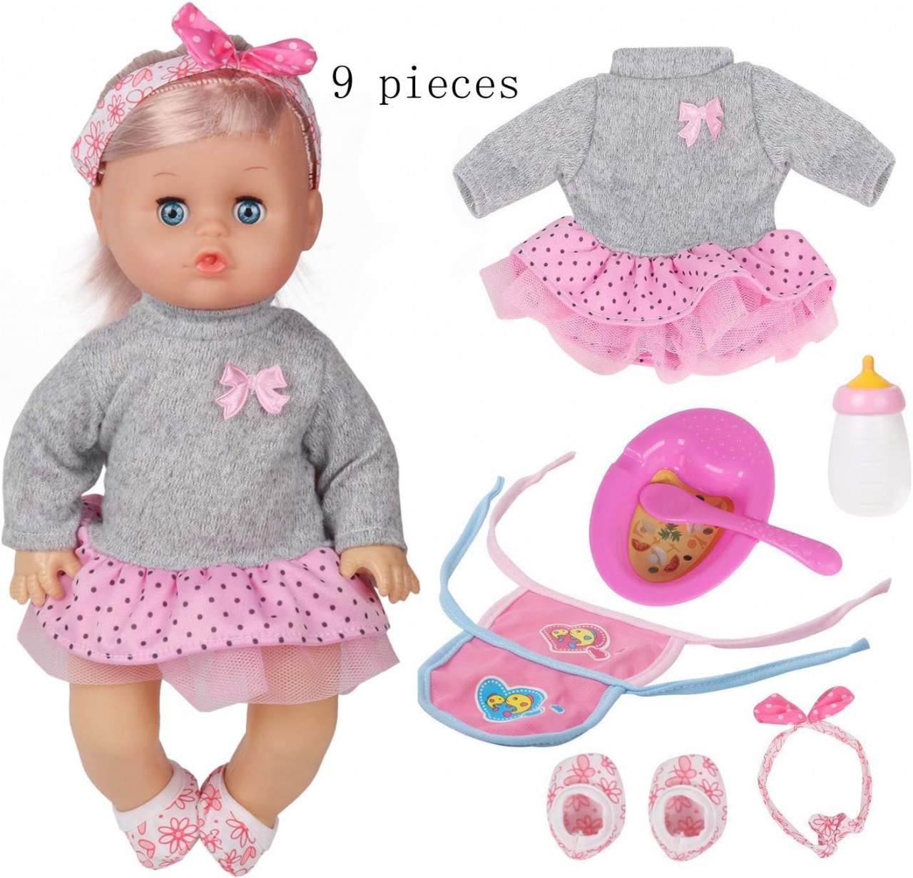 Toys for baby girl Doll Baby with Clothes Pink baby toy Lovely Newborn Doll Hairband Shoes