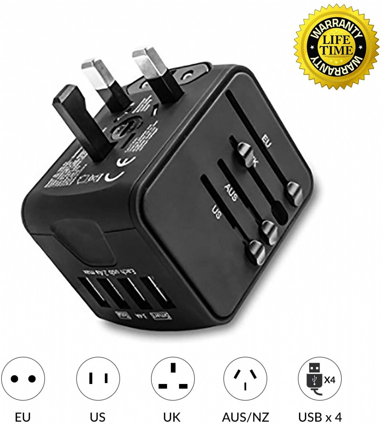 Unidapt International Power Adapter Travel Charger - All in One Universal World USB Travel Adaptor