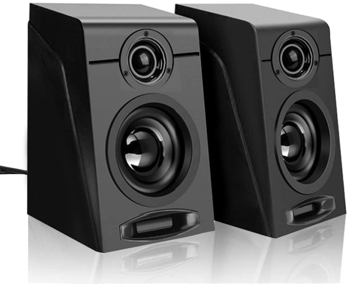 USB Powered Computer Speakers, Wired Stereo Desktop Bookshelf Laptop Speakers with Volume Control