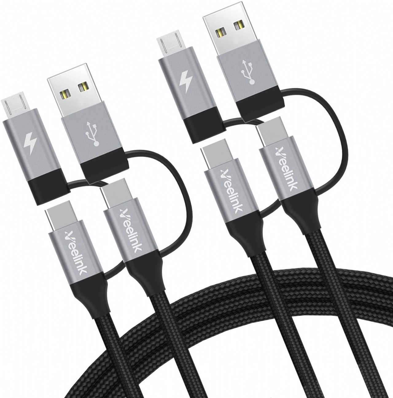 USB Type C Cable with Phone Stand (3.3ft 3 Packs) Data Transfer Nylon Braided for Samsung Galaxy