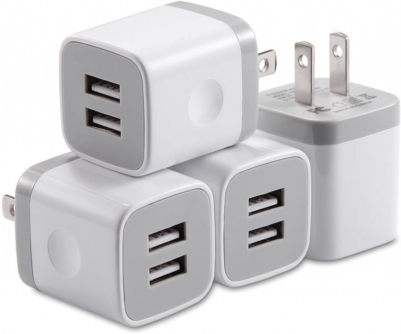 USB Wall Charger,4-Pack 2.1A Dual Port USB Cube Power Adapter Wall Charger Plug Charging Block Cube