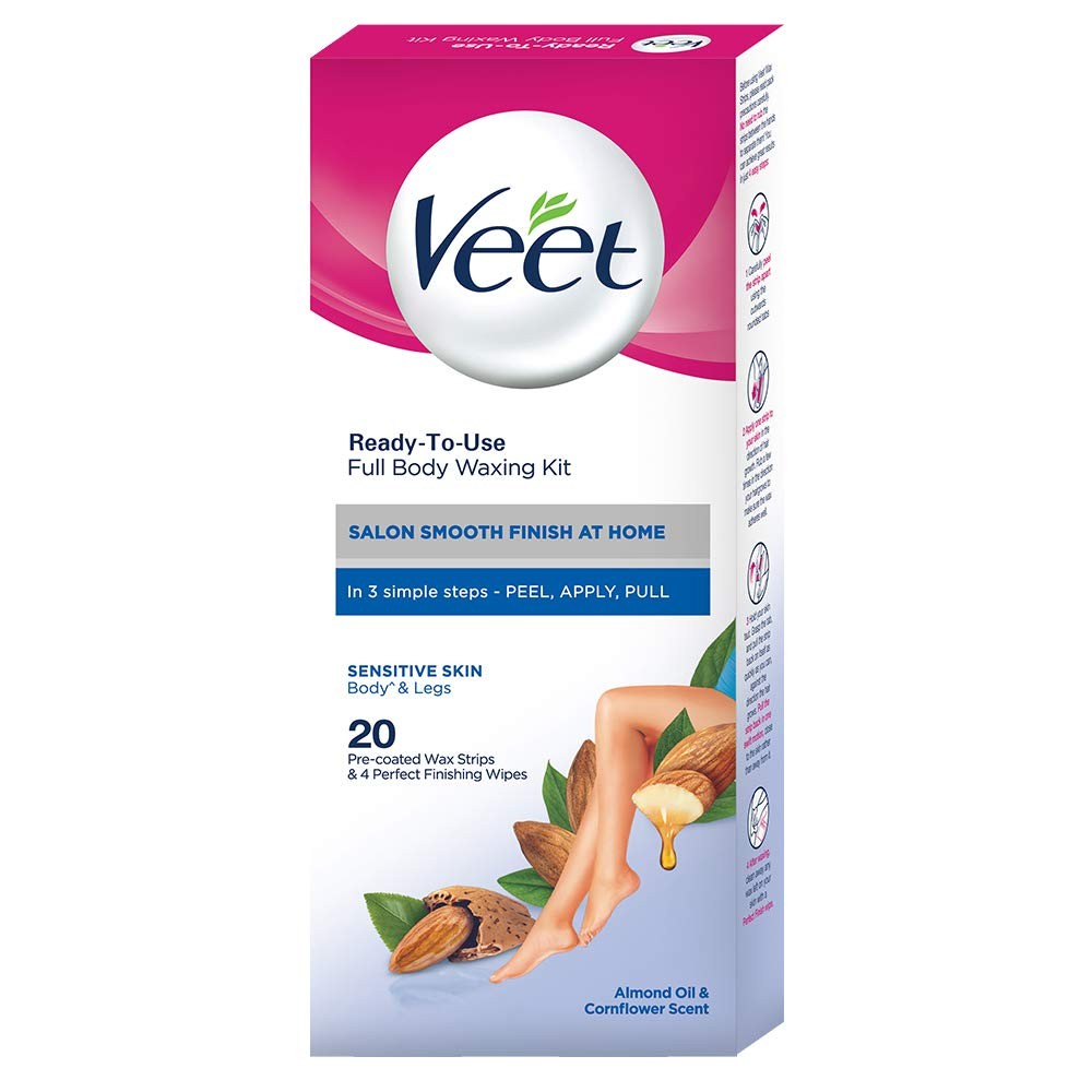 Veet Full Body Waxing Kit - Sensitive Skin (Pack of 20 Wax Strips)