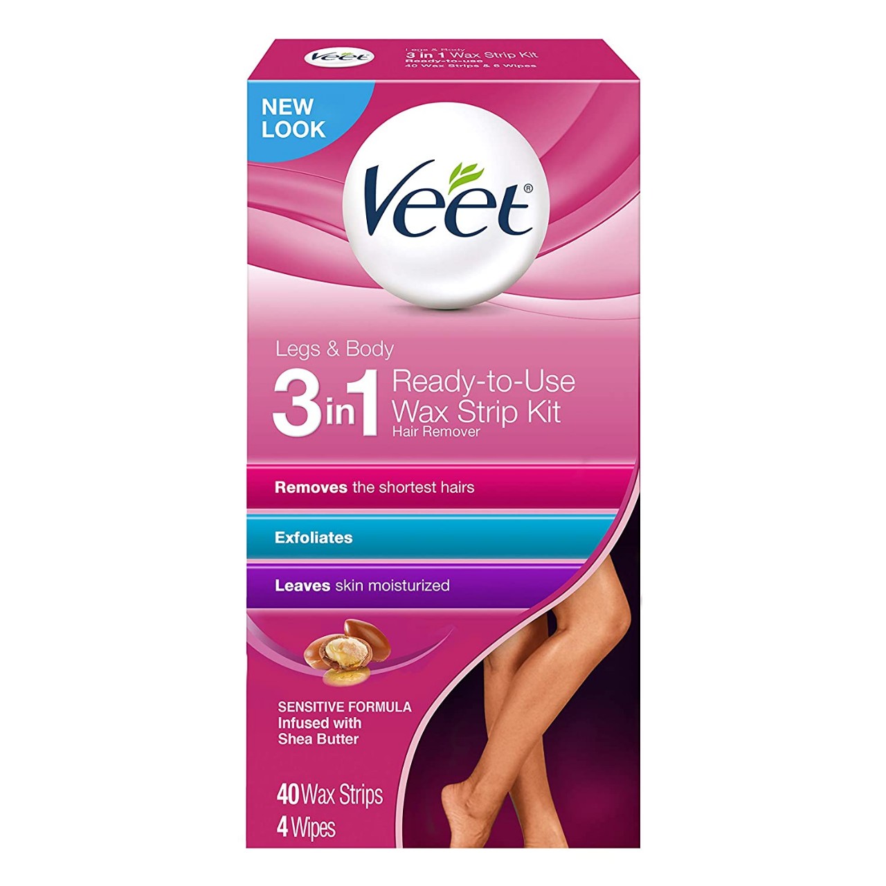 Veet Leg and Body Hair Remover Cold Wax Strips, 40 Count (Pack of 2)