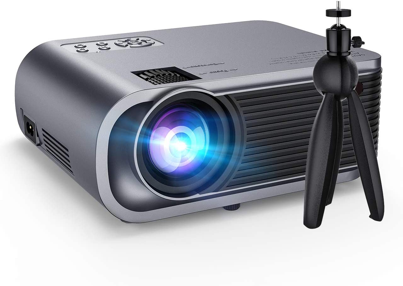 VicTsing Mini Projector with Tripod, 720P Native Resolution 5500Lux Portable Video Projector