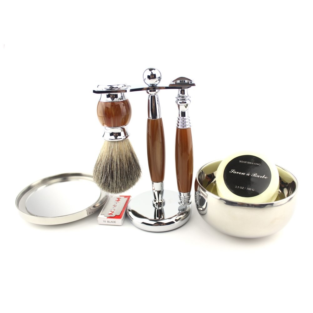 Shaving Kit for Men Wet Shave Safety Razor with 10 blades, Shaving