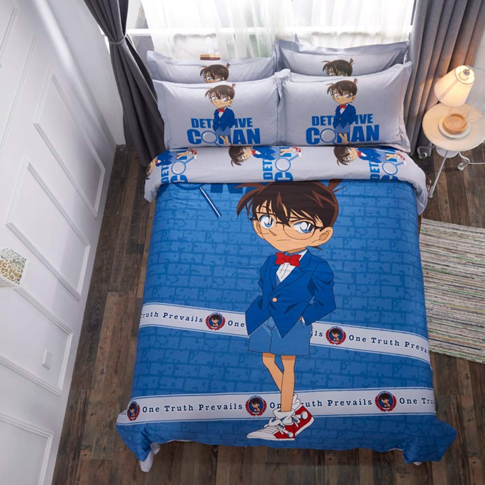 Warm Embrace Kids Bedding Set 100% Natural Cotton Boys Bed in a Bag Detective Conan,Duvet/Comforter