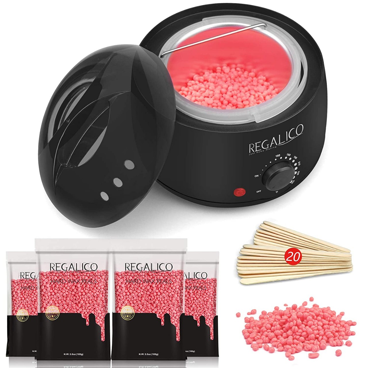 Waxing Kit for Women, Regalico Wax Warmer with 4 Bags Painless Hard Wax Beans Hair Removal Kit