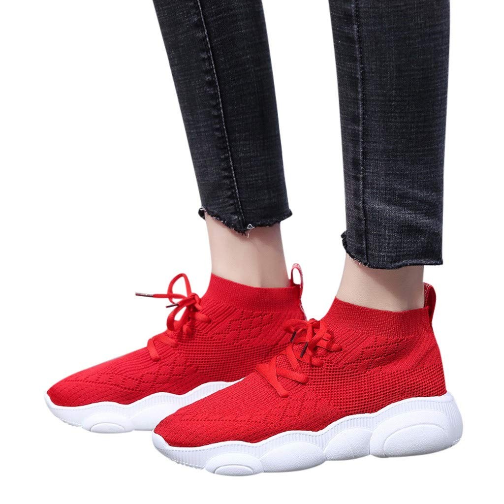 Women Athletic Walking Shoes,Mesh Fabric Utra-Lightweight Sneakers Breathable Running Shoes Lace Up