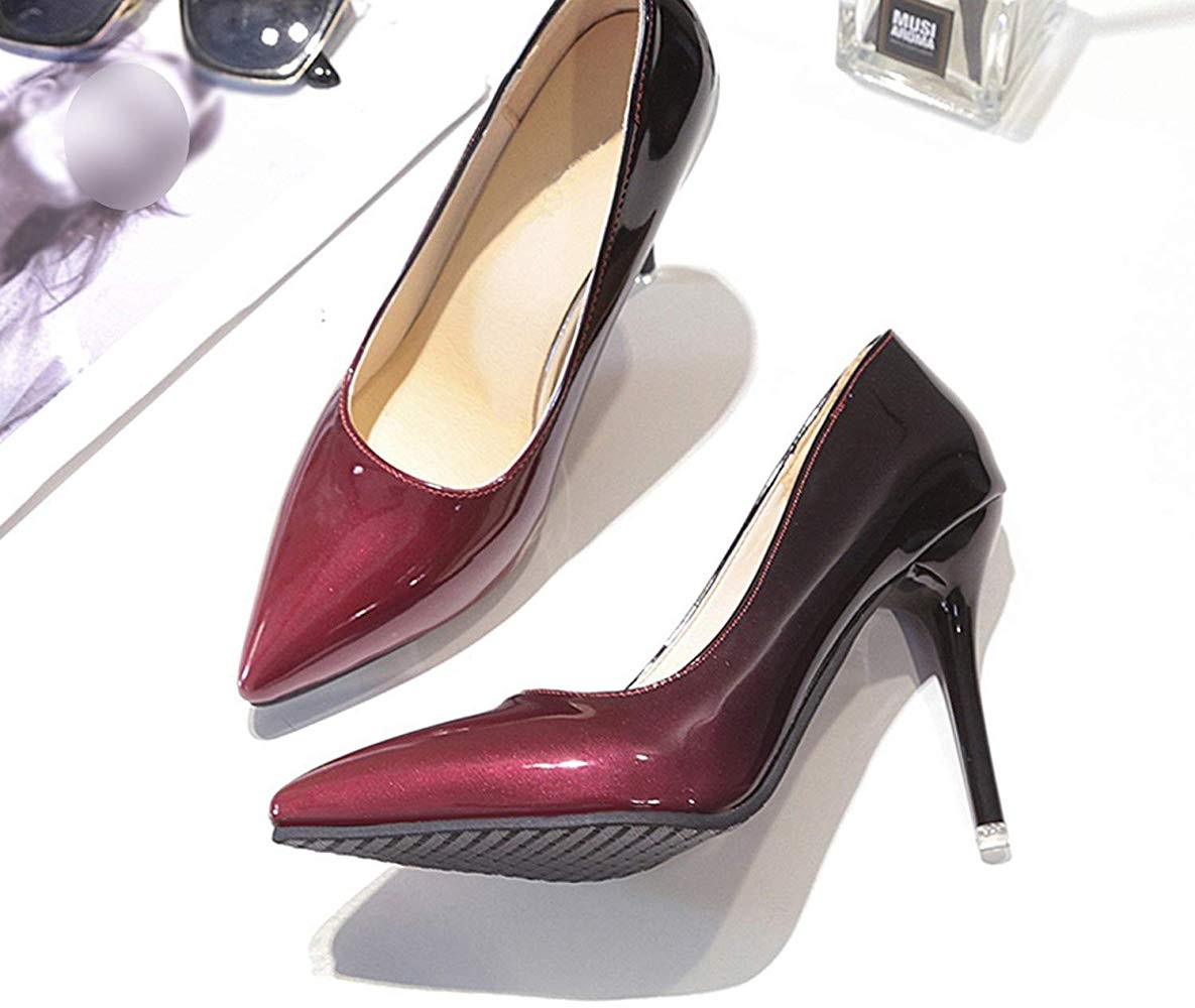 Women Thin Heel Shoes 10Cm Heels Pointed Toe Patent Leather Wedding Party Shoes