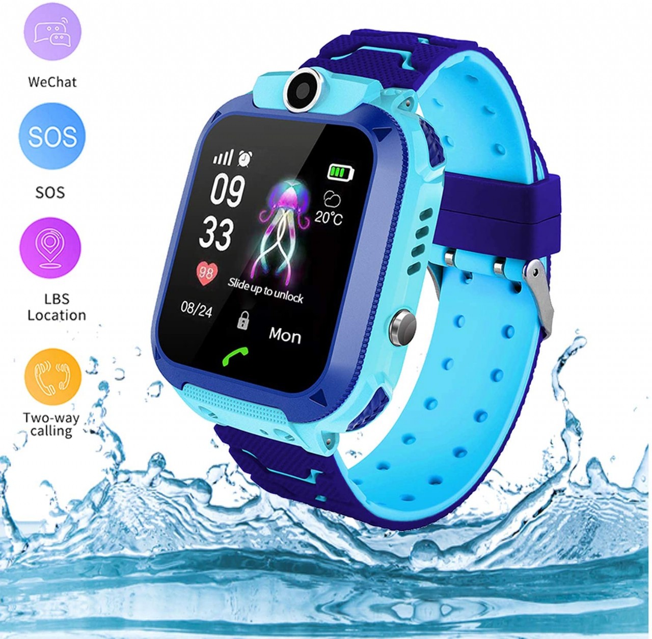 Zqtech Kids Smartwatch - GPS Tracker Smartwatches Wrist Digital Watch Phone SOS Alarm Clock Camera