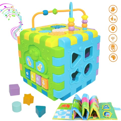 Baby Activity Cube Multi-Assembly Busy Play Center Toys 7 in 1 for Kids Play Musical Cube for Infant
