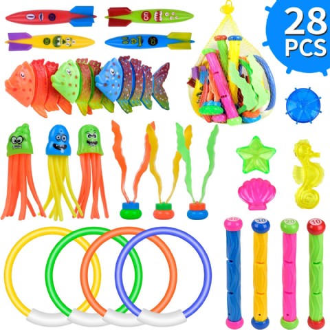 balnore Diving Toys, 28 Pcs Underwater Swimming Pool Toys Water Game for Kids Ages 3+
