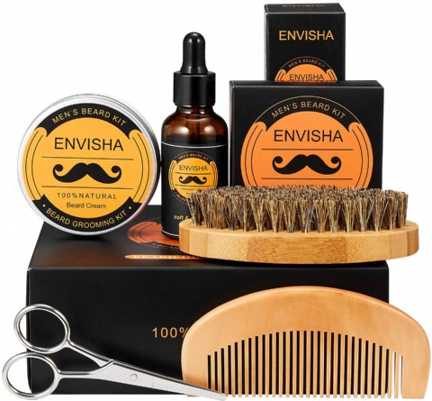 Beard Grooming Kit for Men Care & Trimming w/Beard Oil,Beard Balm,Wood Beard Comb,Boar Beard Brush