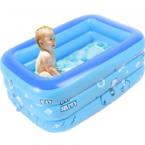 Blue Kiddie Pool Portable Pools for Kids, Sealive Inflatable Bathtub Baby Rectangular Swimming Pool