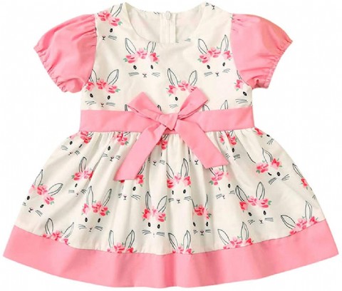 Easter Kids Baby Girls Outfits Clothes SIN vimklo Cute Shorts Sleeve Bunny Bow Princess Party Dres