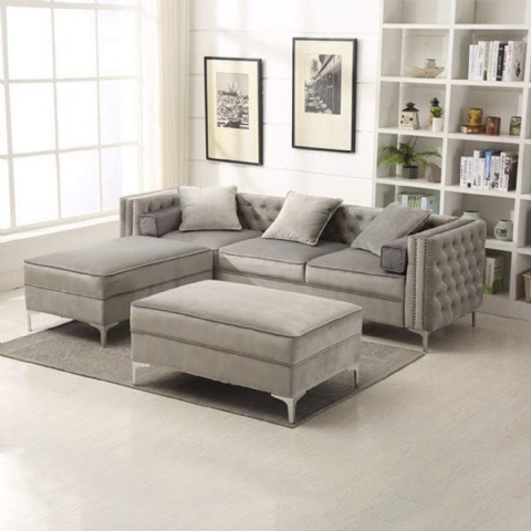 Grey Sectional Sofa L shape Luxury Sectional Sofa Couch for Living Room Velvet Corner Sofa