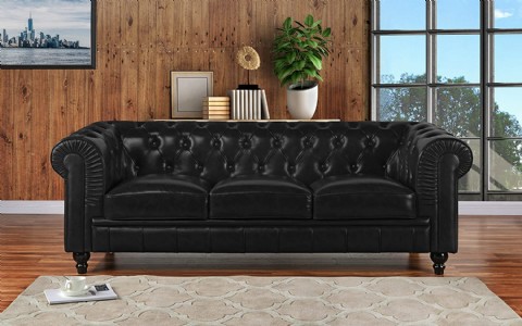 Leather luxury chesterfield sofa designs Furniture Classic Sofas, Large, Black