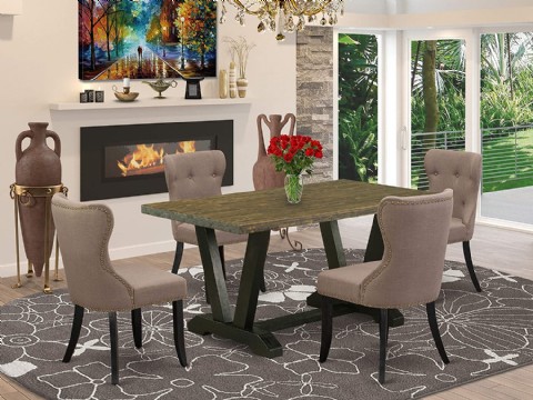 Modern kitchen table and 4 attractive parson dining chairs dining room rectangular table