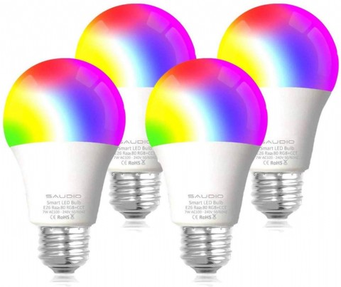 Smart WiFi Alexa Light Bulbs, SAUDIO LED RGB Color Changing Bulbs, Compatible with Siri,Alexa,IFTTT