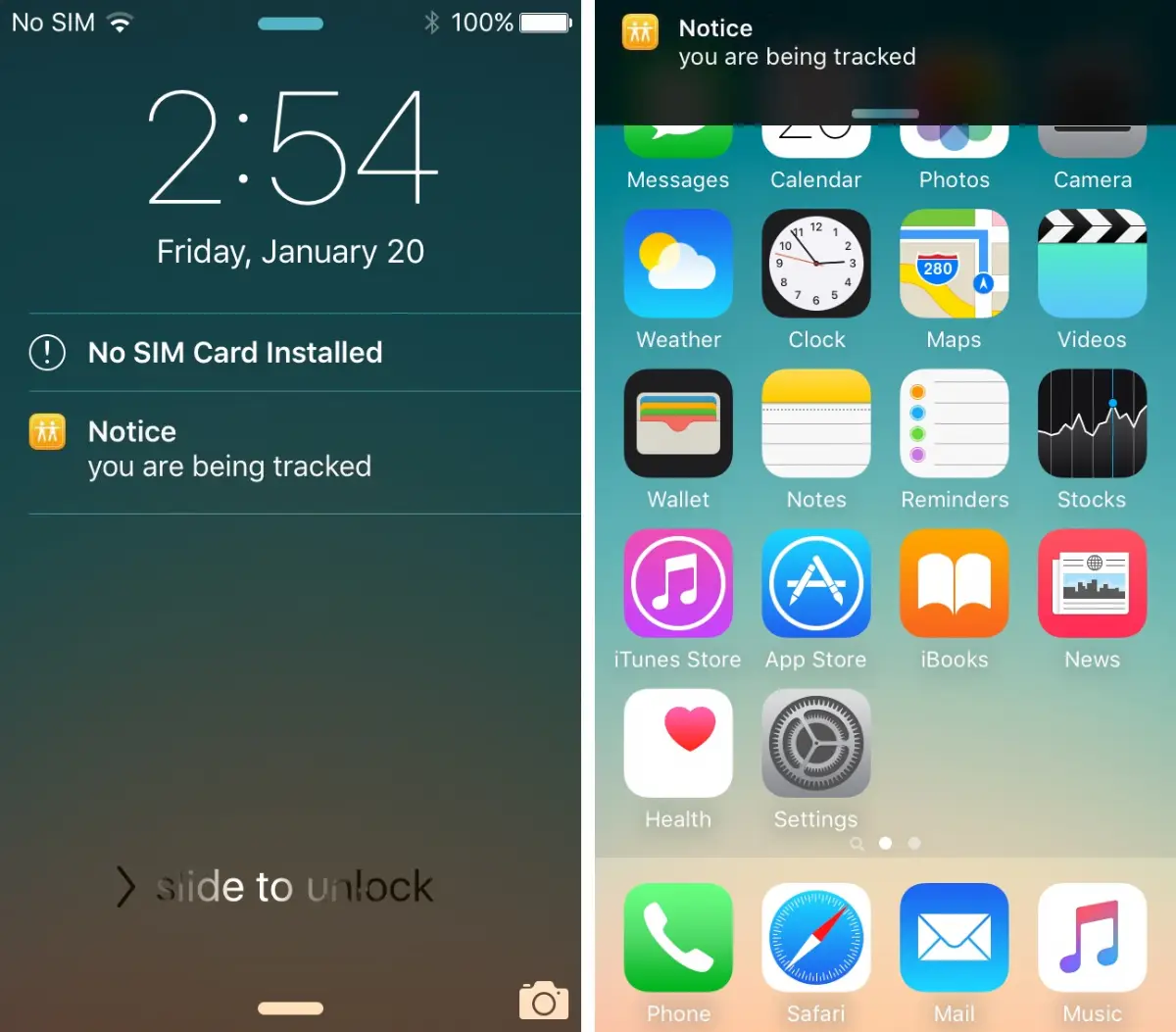iPhone notification from AntiTracker revealing active location tracking via Find My Friends app