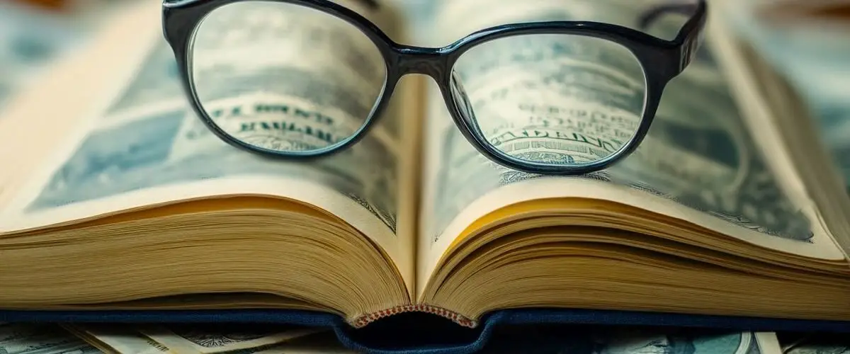 Glasses on an open book representing reading, productivity, and tablet usage for work and entertainment
