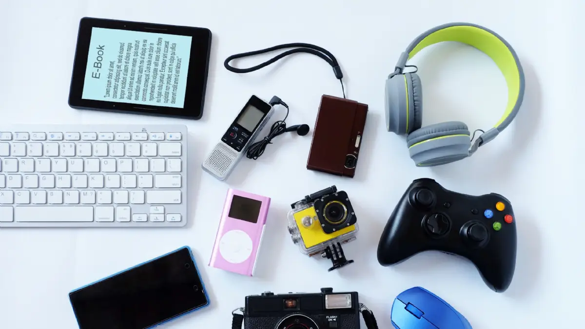 Sleek modern wireless earbuds with charging case and LED lights on premium display